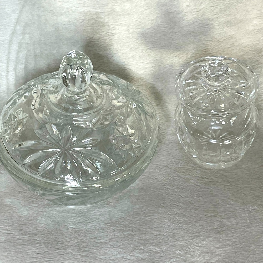 (2) mint condition Crystal Containers